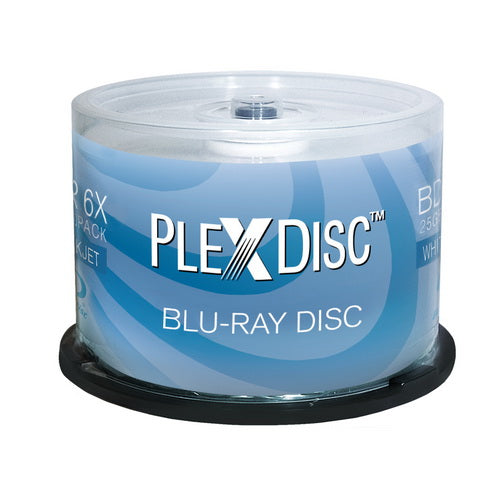 PlexDisc BD-R, 25GB, 6x, für Tintenstrahldrucker, 50 Disc cakebox