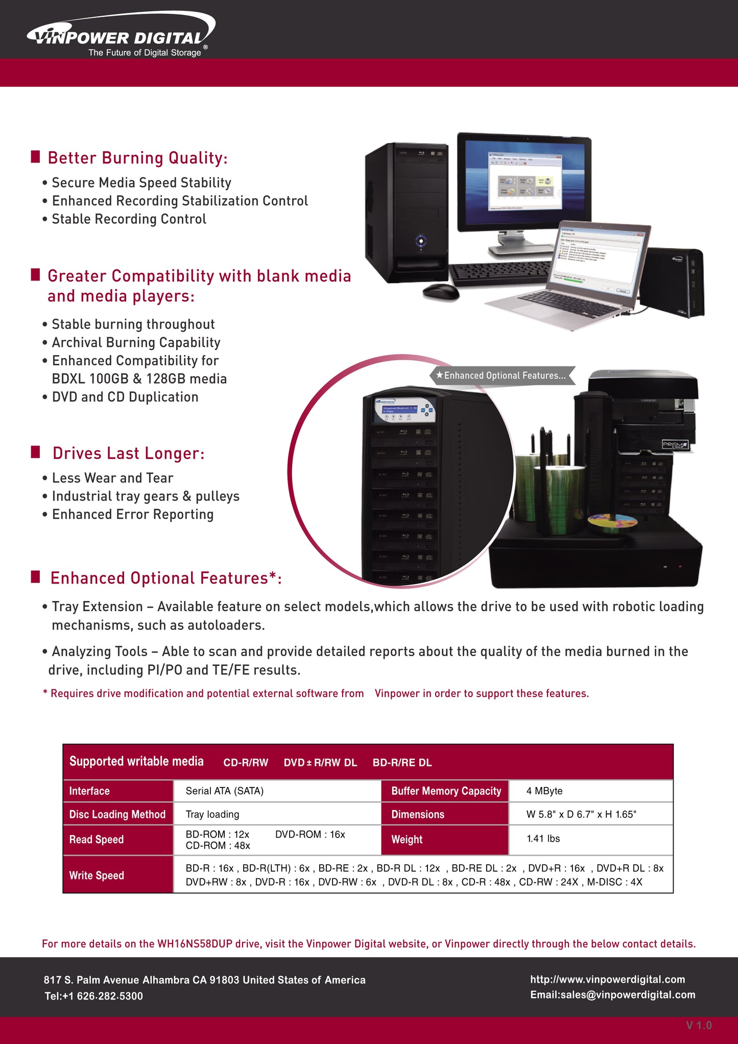 Vinpower WH16NS58DUP, Blu-ray Recorder, 16x, SATA, BDXL, bulk