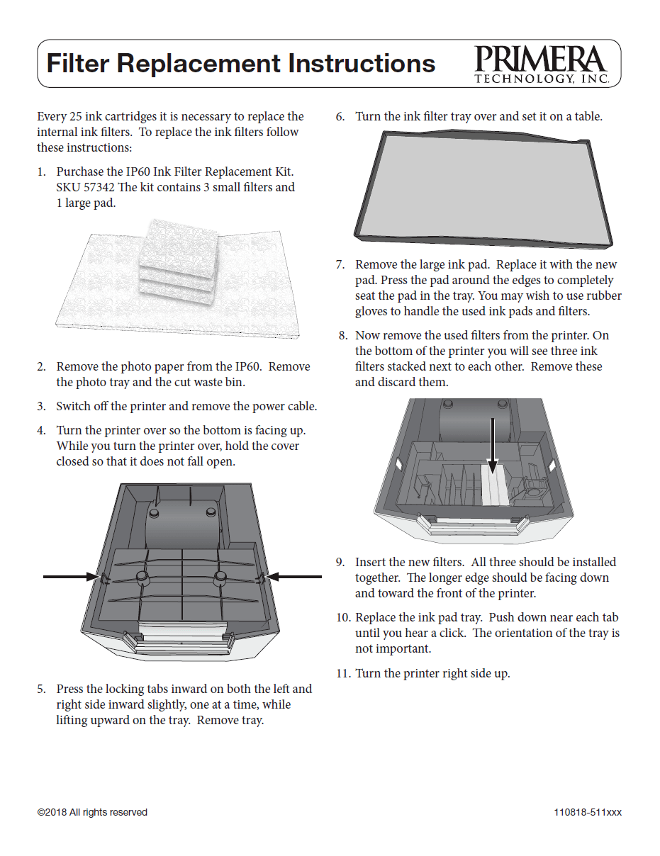 Primera 57342, Ink Filter Maintenance Kit für IP60