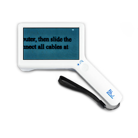 digital pocket magnifier, 4" display, up to 10x magnification, with LED, rechargeable