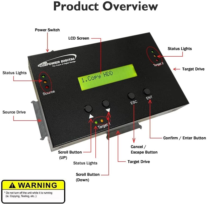 VinpowerDigital HDDMINIDUP-2, tragbare Kopierstation für HDD/SSD, standalone