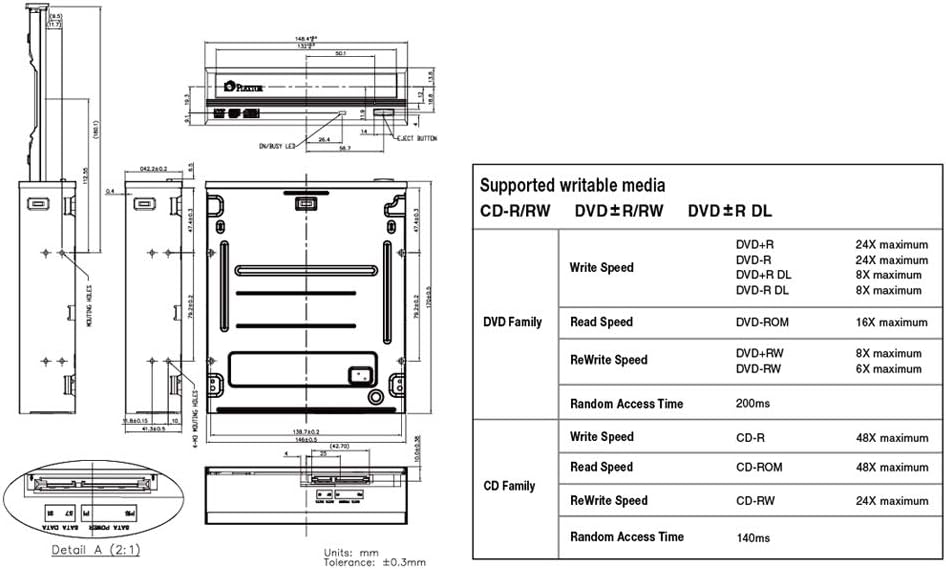 Plextor PX-891SAF DVD/RW recorder, 24x, SATA, dual layer, retail box