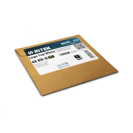 Ritek BD-R XL, 100GB, 4x, archival quality, white Logo Top, single disc in carton sleeve