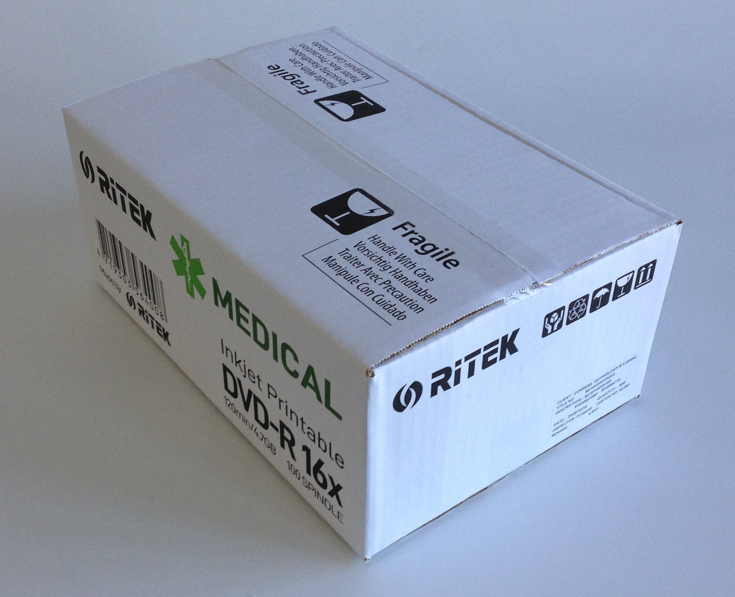 Ritek Medical Plus DVD-R, 4.7GB, 16x, inkjet printable, 100 Disc shrink