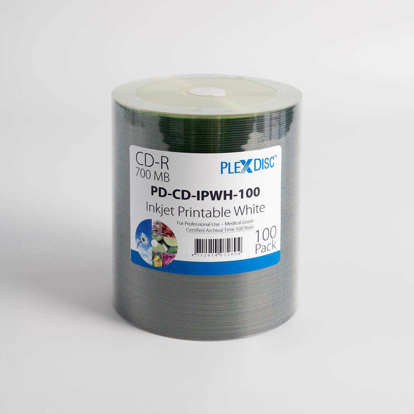 PlexDisc CD-R, 700MB, 48x, for inkjet printers, 100 disc shrink